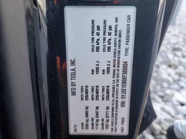 5YJ3E1EB0KF388804 - 2019 TESLA MODEL 3 Qara foto 12