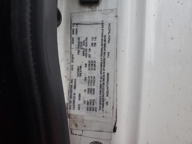 3HSDJAPT7FN662086 - 2015 INTERNATIONAL PROSTAR WHITE photo 10