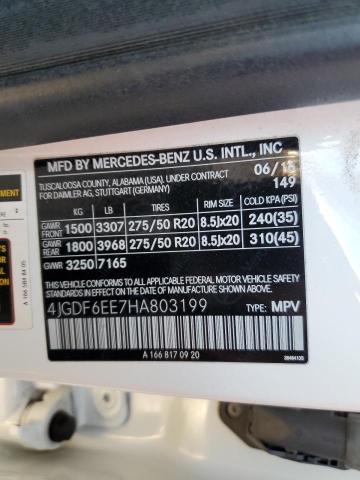4JGDF6EE7HA803199 - 2017 MERCEDES-BENZ GLS 450 4MATIC WHITE photo 13