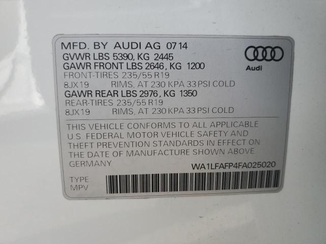 WA1LFAFP4FA025020 - 2015 AUDI Q5 PREMIUM PLUS 白色 照片 13