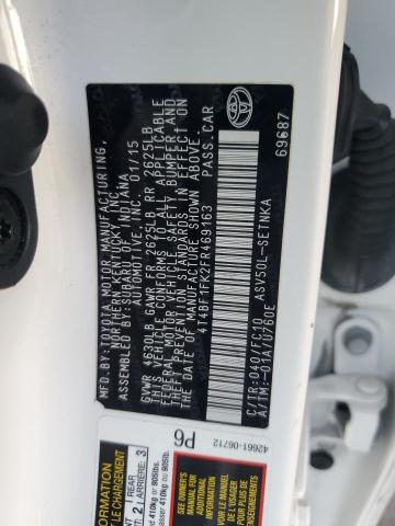4T4BF1FK2FR469163 - 2015 TOYOTA CAMRY LE WHITE photo 13