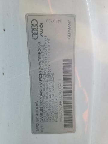 WAUVVAFR2CA005411 - 2012 AUDI S5 PRESTIGE WHITE photo 12