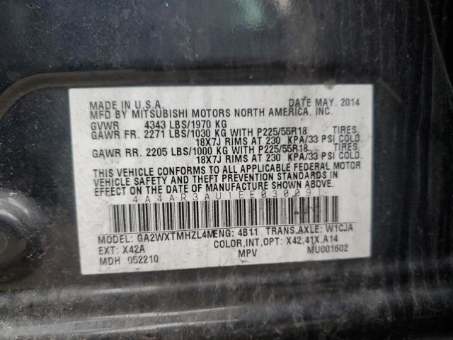 4A4AR3AU1EE030091 - 2014 MITSUBISHI OUTLANDER ES BLACK photo 12