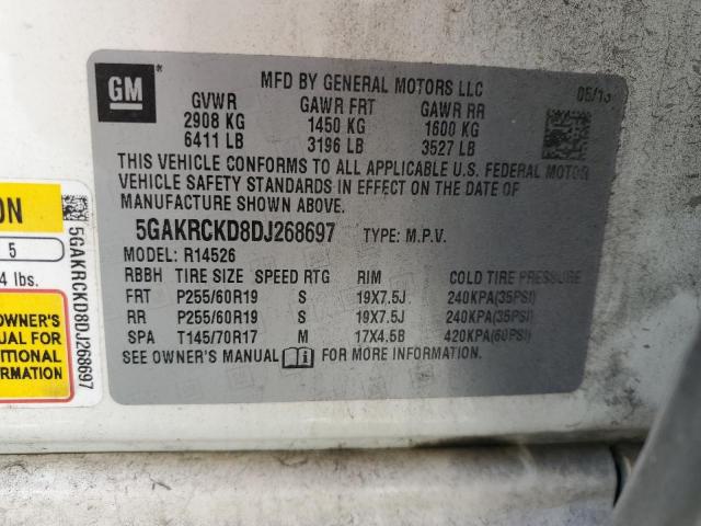 5GAKRCKD8DJ268697 - 2013 BUICK ENCLAVE WHITE photo 13