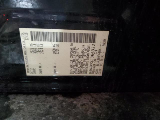 1N4AA6AV0KC366322 - 2019 NISSAN MAXIMA S BLACK photo 12