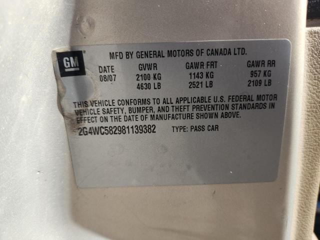 2G4WC582981139382 - 2008 BUICK LACROSSE CX ბეჟი ფოტო 12