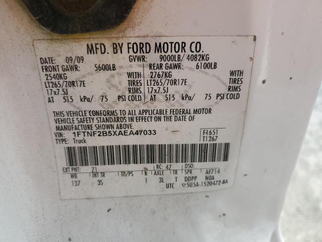 1FTNF2B5XAEA47033 - 2010 FORD F250 SUPER DUTY 白色 照片 12