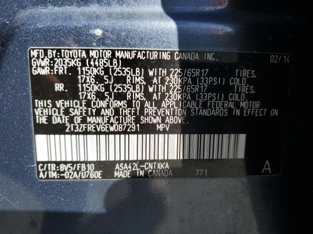 2T3ZFREV6EW087291 - 2014 TOYOTA RAV4 LE 蓝色 照片 13