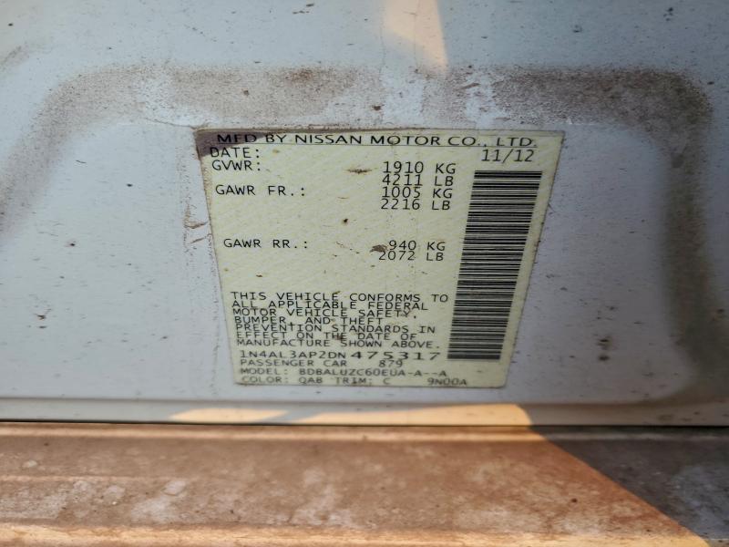 1N4AL3AP2DN475317 - 2013 NISSAN ALTIMA 2.5 白色 照片 12