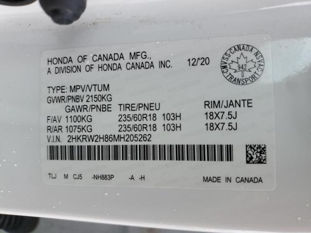 2HKRW2H86MH205262 - 2021 HONDA CR-V EXL WHITE photo 13