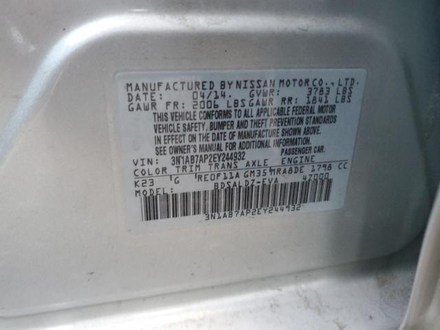 3N1AB7AP2EY244932 - 2014 NISSAN SENTRA S Күміс фото 12