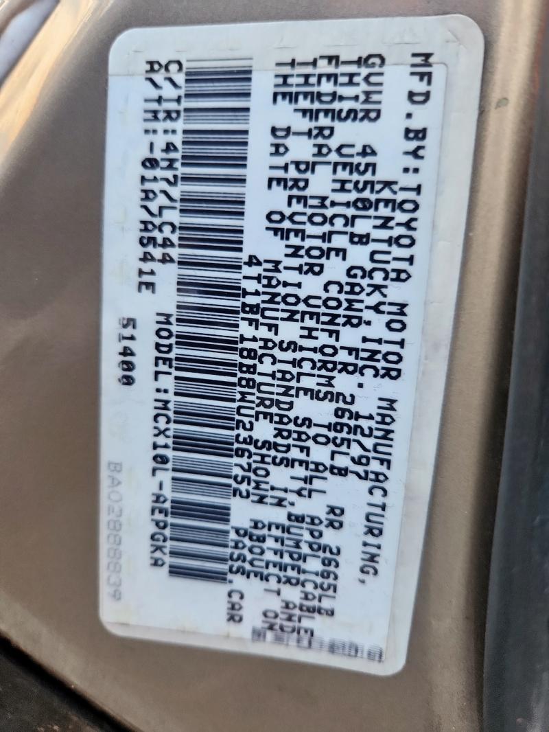 4T1BF18B8WU236752 - 1998 TOYOTA AVALON XL BEIGE photo 12