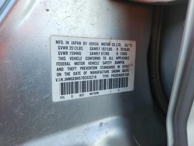 JHMGE8H57DC035216 - 2013 HONDA FIT SPORT SILVER photo 12