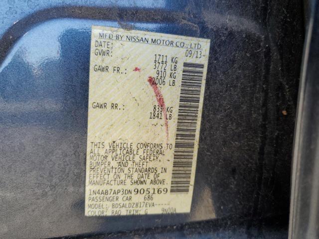 1N4AB7AP3DN905169 - 2013 NISSAN SENTRA S TEAL photo 12