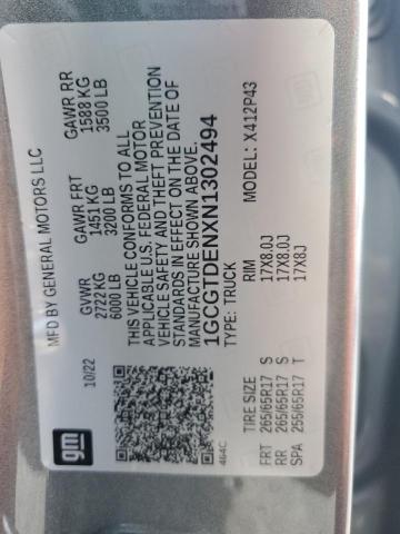 1GCGTDENXN1302494 - 2022 CHEVROLET COLORADO Z71 SILVER photo 12