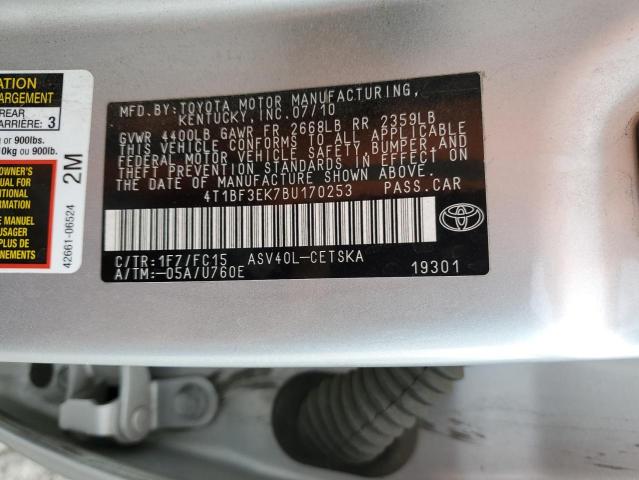 4T1BF3EK7BU170253 - 2011 TOYOTA CAMRY BASE SILVER photo 12