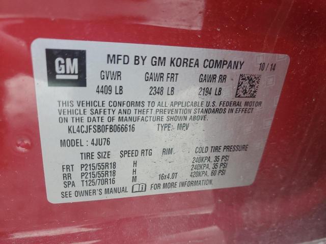 KL4CJFSB0FB066616 - 2015 BUICK ENCORE CONVENIENCE Rouge photo 14