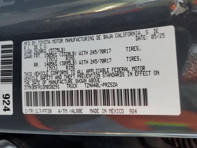 3TMKB5FN1SM038291 - 2025 TOYOTA TACOMA DOUBLE CAB GRAY photo 12