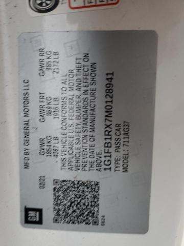 1G1FB1RX7M0128941 - 2021 CHEVROLET CAMARO LS WHITE photo 12