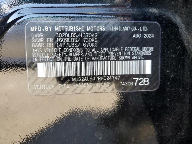 ML32AUHJ2RH024747 - 2024 MITSUBISHI MIRAGE ES BLACK photo 13