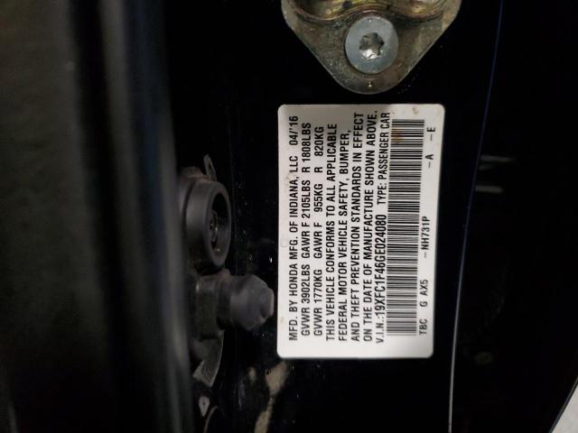 19XFC1F46GE024080 - 2016 HONDA CIVIC EX BLACK photo 12