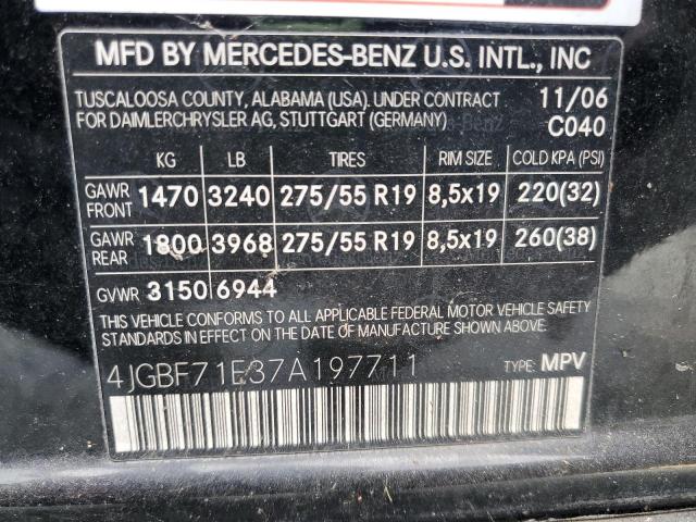 4JGBF71E37A197711 - 2007 MERCEDES-BENZ GL 450 4MATIC BLACK photo 13
