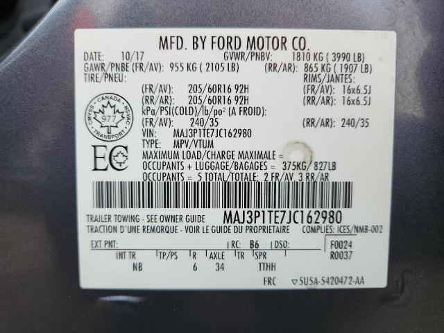 MAJ3P1TE7JC162980 - 2018 FORD ECOSPORT SE Gri fotoğraf 13