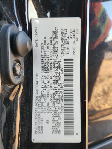 JTEBT14R940034051 - 2004 TOYOTA 4RUNNER SR5 黑色 照片 13