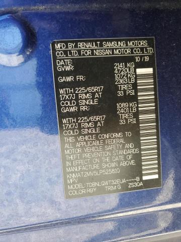 KNMAT2MV5LP525810 - 2020 NISSAN ROGUE S BLUE photo 14