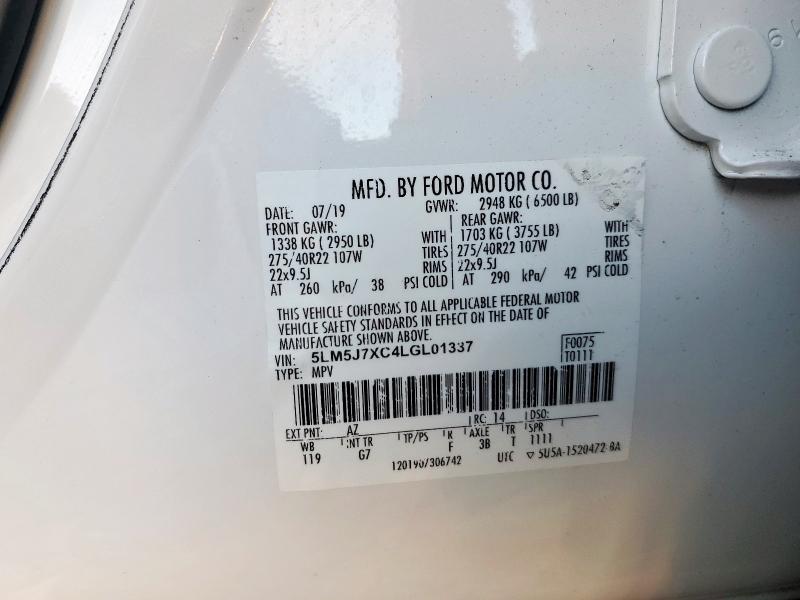 5LM5J7XC4LGL01337 - 2020 LINCOLN AVIATOR RESERVE Beyaz fotoğraf 13