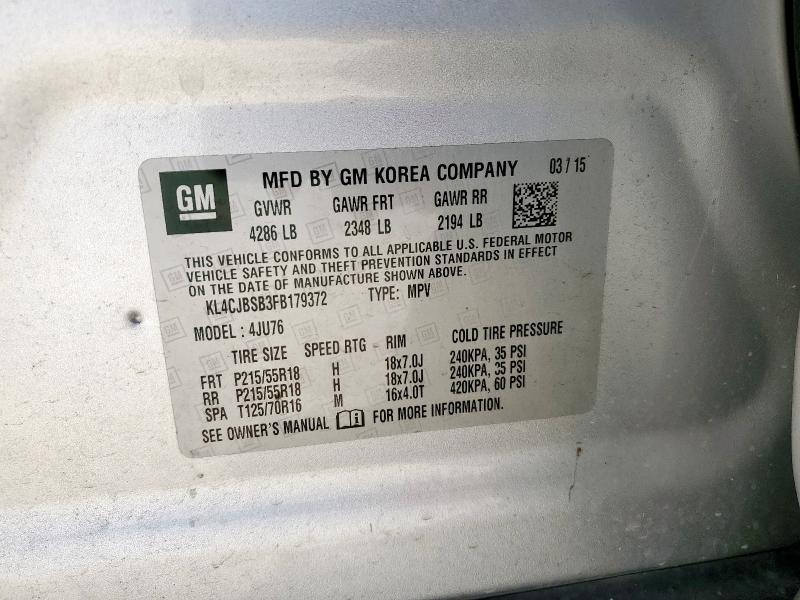 KL4CJBSB3FB179372 - 2015 BUICK ENCORE CONVENIENCE 银色 照片 13