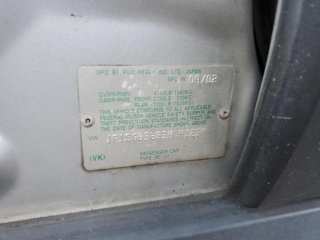 JF1SG63683H741239 - 2003 SUBARU FORESTER 2.5X SILVER photo 12