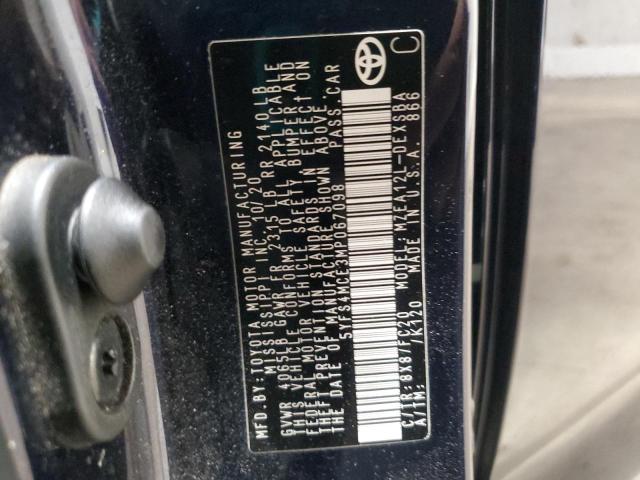 5YFS4MCE3MP067098 - 2021 TOYOTA COROLLA SE Niebieski zdjęcie 12