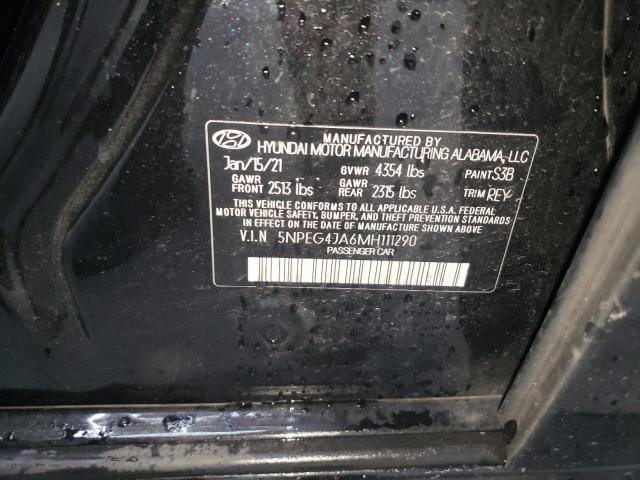 5NPEG4JA6MH111290 - 2021 HYUNDAI SONATA SE 黑色 照片 12