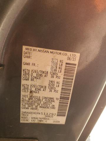 1N6AA0CH1FN511292 - 2015 NISSAN TITAN S GRAY photo 12