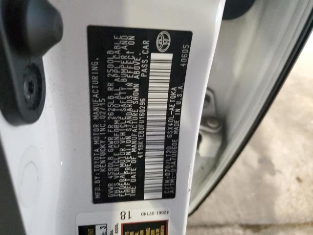 4T1BK1EB0FU160296 - 2015 TOYOTA AVALON XLE WHITE photo 13