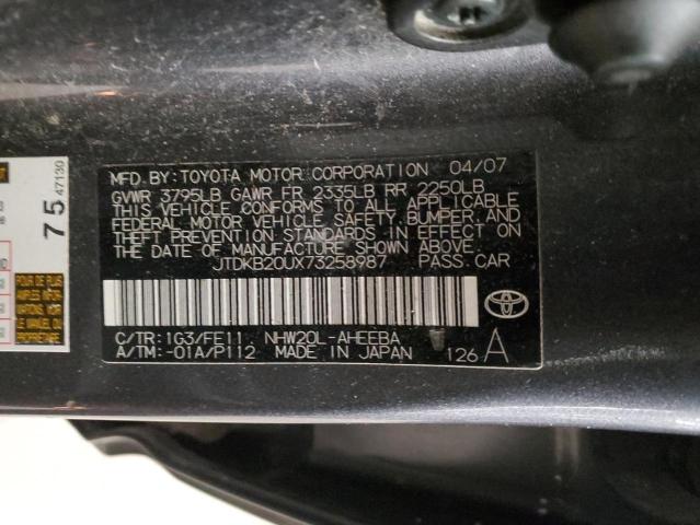 JTDKB20UX73258987 - 2007 TOYOTA PRIUS GRAY photo 12