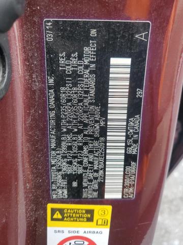 2T2BK1BAXEC250918 - 2014 LEXUS RX 350 BASE BURGUNDY photo 13