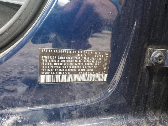 3VWD17AJ0EM417764 - 2014 VOLKSWAGEN JETTA SE BLUE photo 12