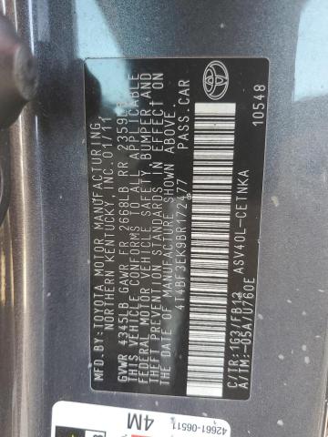 4T4BF3EK9BR172477 - 2011 TOYOTA CAMRY BASE გრაფიტი ფოტო 12
