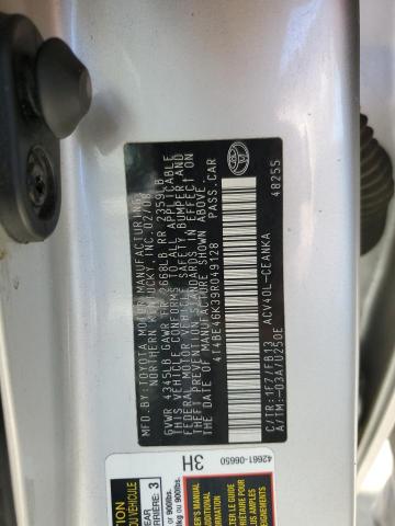 4T4BE46K39R049128 - 2009 TOYOTA CAMRY BASE SILVER photo 12