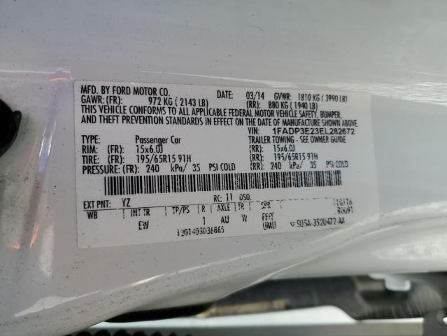 1FADP3E23EL282672 - 2014 FORD FOCUS S WHITE photo 13