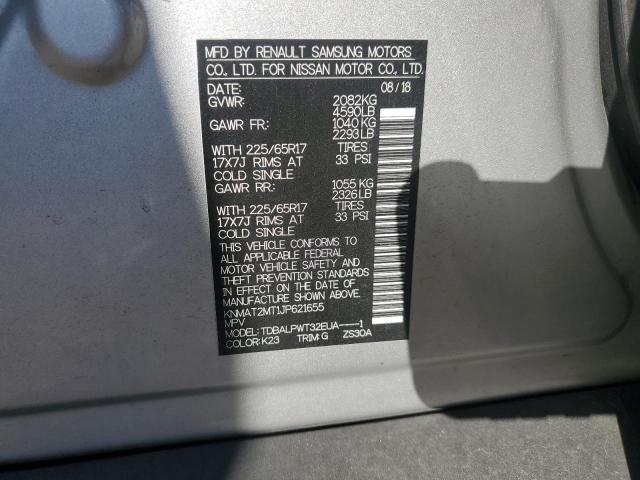 KNMAT2MT1JP621655 - 2018 NISSAN ROGUE S SILVER photo 14