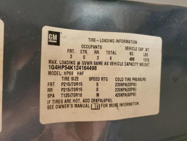 1G4HP54K124164498 - 2002 BUICK LESABRE CUSTOM ტურკოუსი ფოტო 12