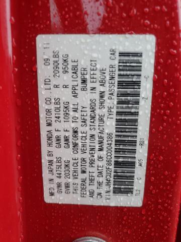 JH4CU2F86CC004386 - 2012 ACURA TSX SE Qırmızı foto 12