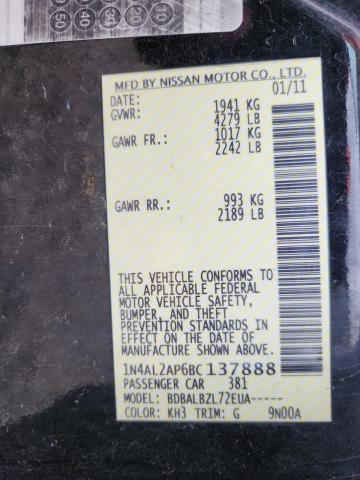 1N4AL2AP6BC137888 - 2011 NISSAN ALTIMA BASE BLACK photo 13