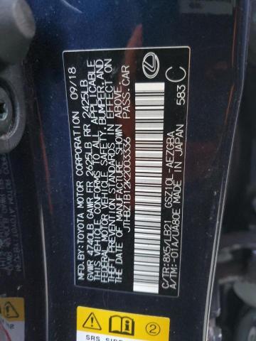 JTHBZ1B12K2003336 - 2019 LEXUS ES 350 BLUE photo 12