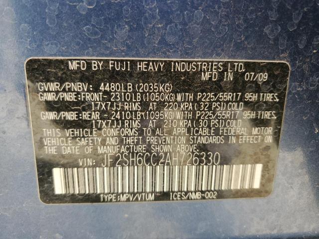 JF2SH6CC2AH726330 - 2010 SUBARU FORESTER 2.5X PREMIUM BLUE photo 12