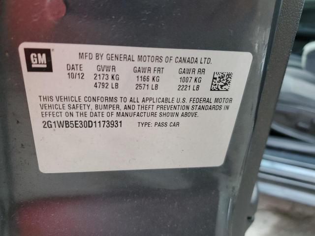 2G1WB5E30D1173931 - 2013 CHEVROLET IMPALA LT BLACK photo 12