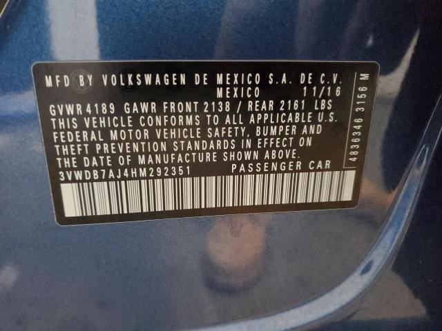 3VWDB7AJ4HM292351 - 2017 VOLKSWAGEN JETTA SE BLUE photo 13